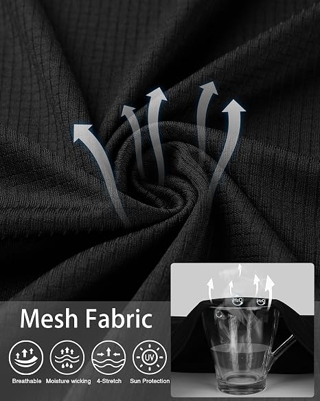 Roadbox Men's UPF 50+ Swim Rash Guard, Long Sleeve UV Sun Protection SPF Water Shirts Quick Dry for Outdoor Fishing Hiking