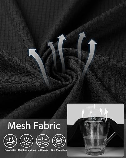 Roadbox Men's UPF 50+ Swim Rash Guard, Long Sleeve UV Sun Protection SPF Water Shirts Quick Dry for Outdoor Fishing Hiking