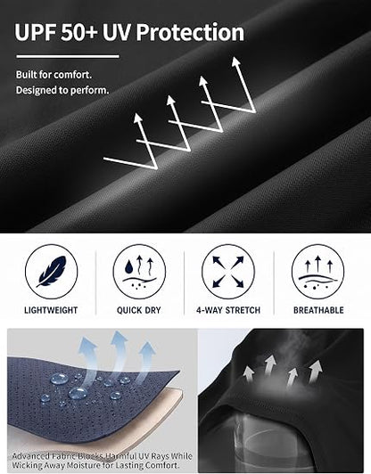 Roadbox Swim Shirts for Men, UPF 50+ Short Sleeve Rash Guard, UV Sun Protection Quick Dry Water T-Shirt for Surfing and Beach