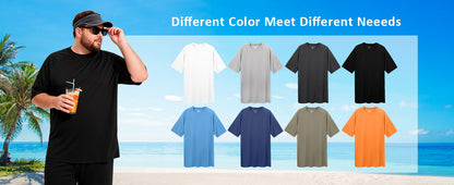 Men's Big and Tall Swim Shirts, UPF 50+ Sun Protection Short Sleeve Rash Guard, Quick Dry T-Shirt for Beach and Surfing