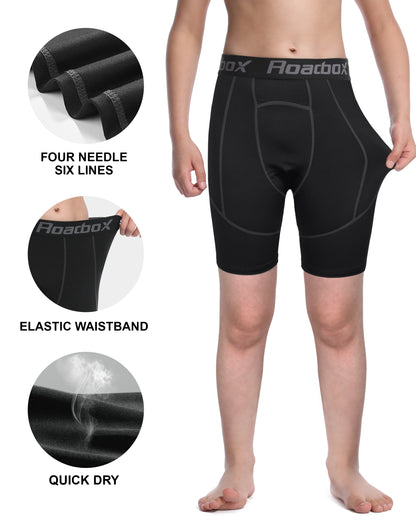 Roadbox Youth Boys Compression Shorts - Spandex Athletic Kids Running Compression Underwear for Basketball Baseball Soccer
