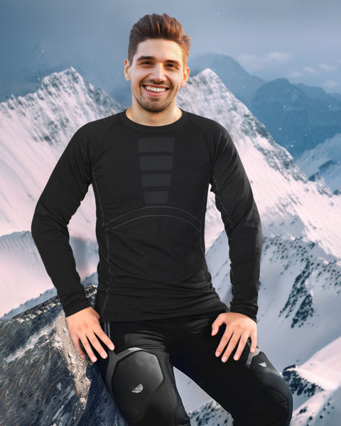 Roadbox Seamless Thermal Underwear for Men: Quick Dry Long Johns Base Layer Warm Tops and Bottoms Set for Skiing Cold Weather