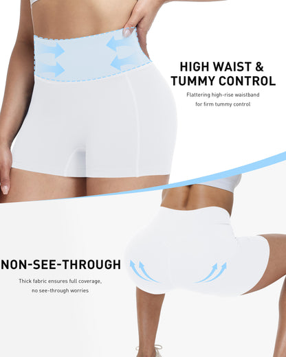 Roadbox Women's Biker Shorts No Front Seam, 3"/5"/8" High Waisted Tummy Control Volleyball Yoga Workout Gym Spandex Shorts