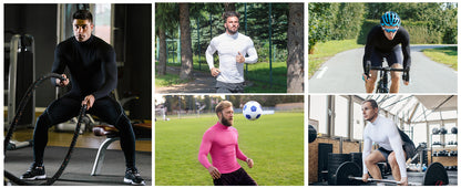 Roadbox Men's Compression Shirt, Mock Turtleneck Long Sleeve Undershirt, Quick Dry Athletic Base Layer for Sports and Workout