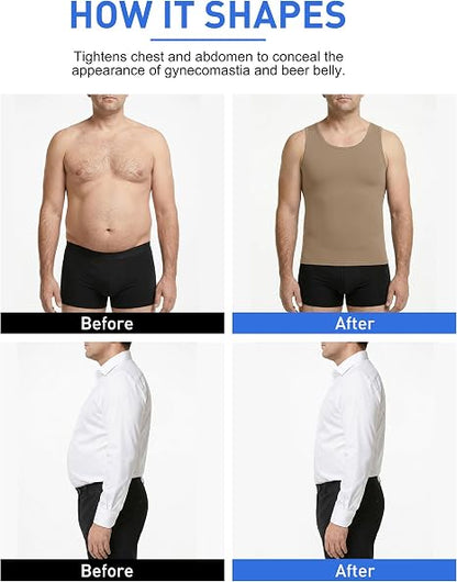 Roadbox Mens Shapewear Compression Tank Top, Slimming Body Shaper