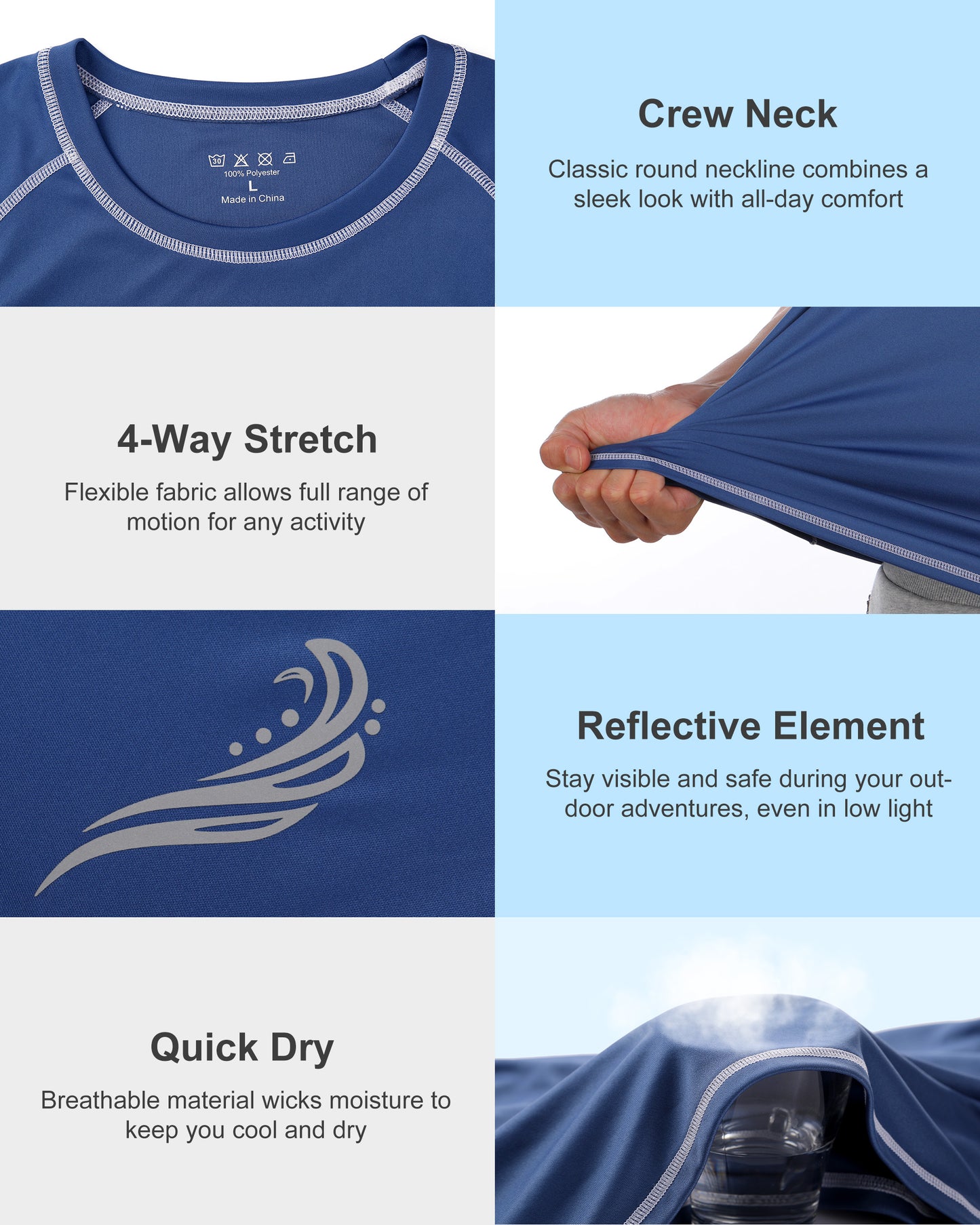 Roadbox Men's UPF 50+ Swim Shirts, Short Sleeve UV Sun Protection Rash Guard T-Shirt, Quick Dry Water Surfing Beach Tees