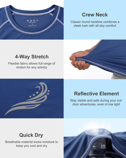 Roadbox Men's UPF 50+ Swim Shirts, Short Sleeve UV Sun Protection Rash Guard T-Shirt, Quick Dry Water Surfing Beach Tees