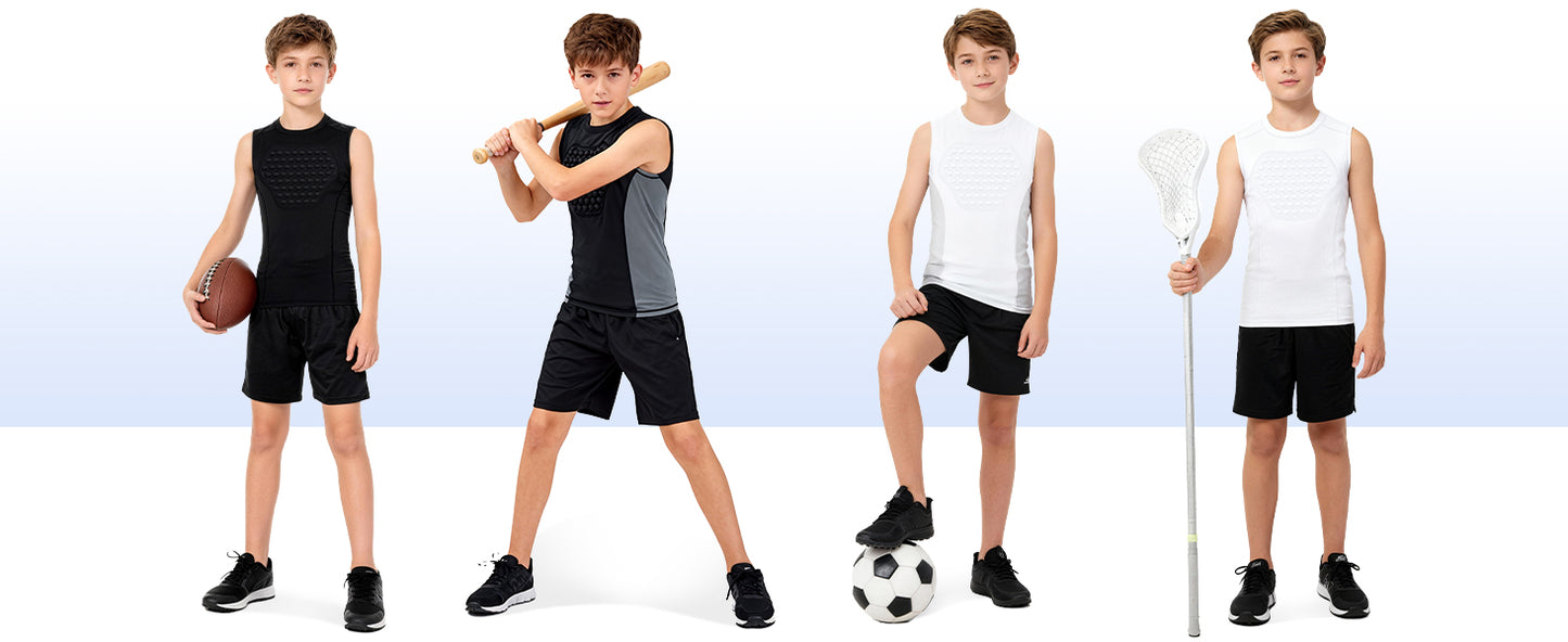 Roadbox Youth Baseball Chest Protector, Heart Guard Sternum Protection Padded Compression Shirt Softball Football Lacrosse
