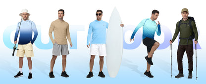 Roadbox Mens UPF 50+ Sun Protection Hoodie, UV Long Sleeve Fishing Shirts, Lightweight Swim Rash Guard for Outdoor Hiking