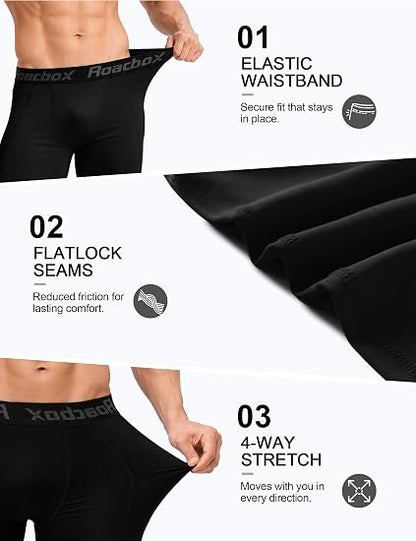 Roadbox Men's Compression Shorts, Performance Running Spandex Shorts, Workout Athletic Underwear Base Layer for Sports Gym