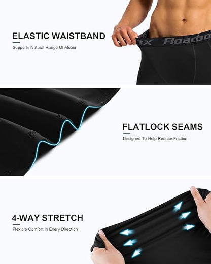 Roadbox Men's 3/4 Compression Pants, Running Workout Tights Leggings