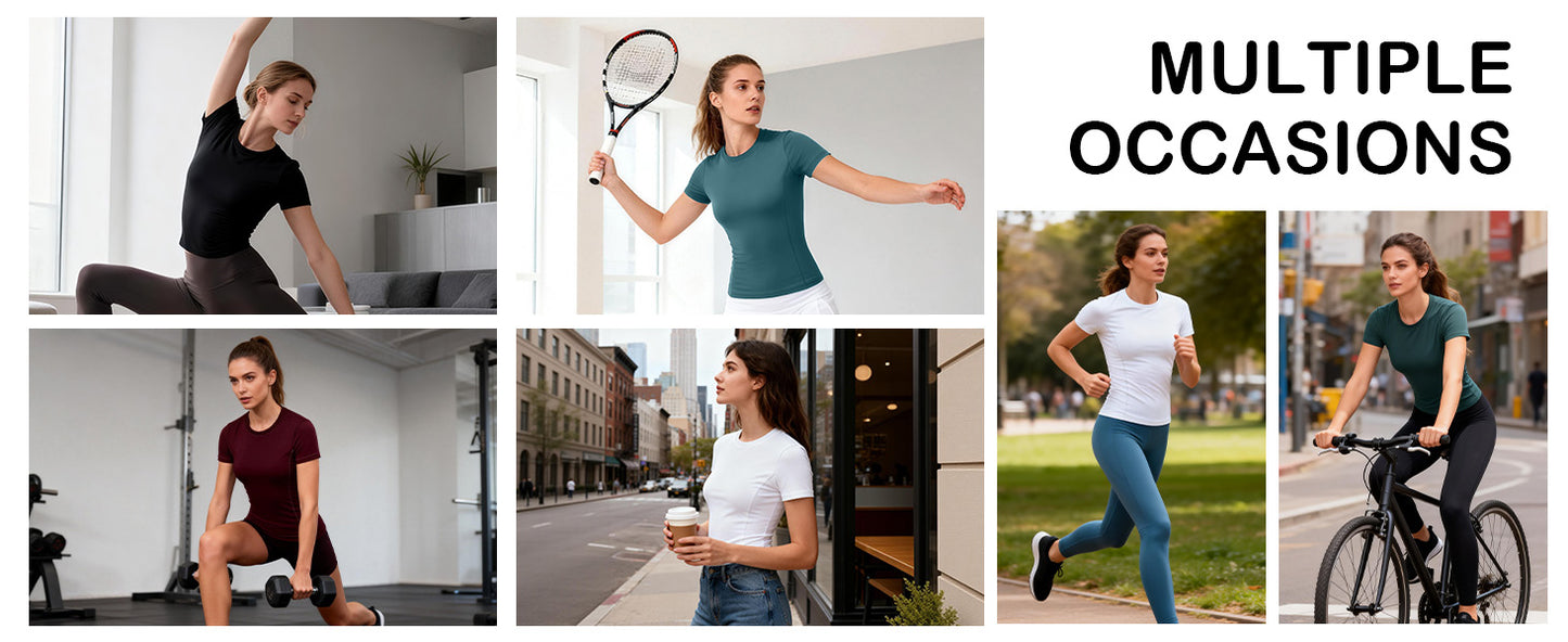 Roadbox Women's Compression Shirt, Slim Fit Short Sleeve Athletic Top, Workout Undershirt for Gym and Yoga