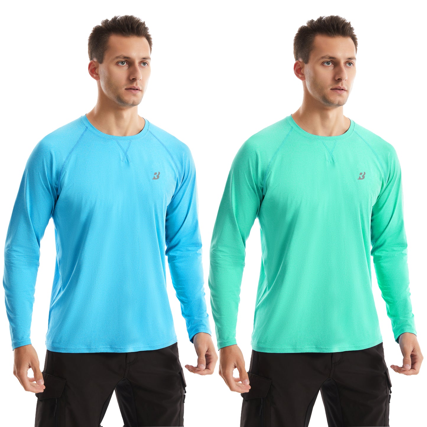 Roadbox UPF 50+ Sun Shirts for Men, UV Protection Long Sleeve Swim Shirt, Lightweight Rash Guard for Fishing Hiking Running