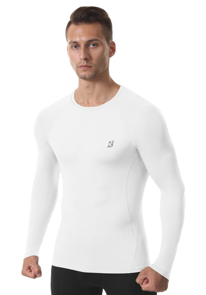 Roadbox Men's Compression Shirt Hoodie with Mask, Long Sleeve Workout Athletic Base Layer, Sports Gym Running Undershirt Top