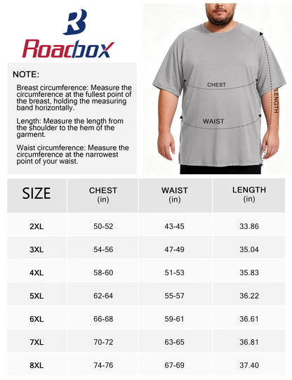 Men's Big and Tall Swim Shirts, UPF 50+ Sun Protection Short Sleeve Rash Guard, Quick Dry T-Shirt for Beach and Surfing