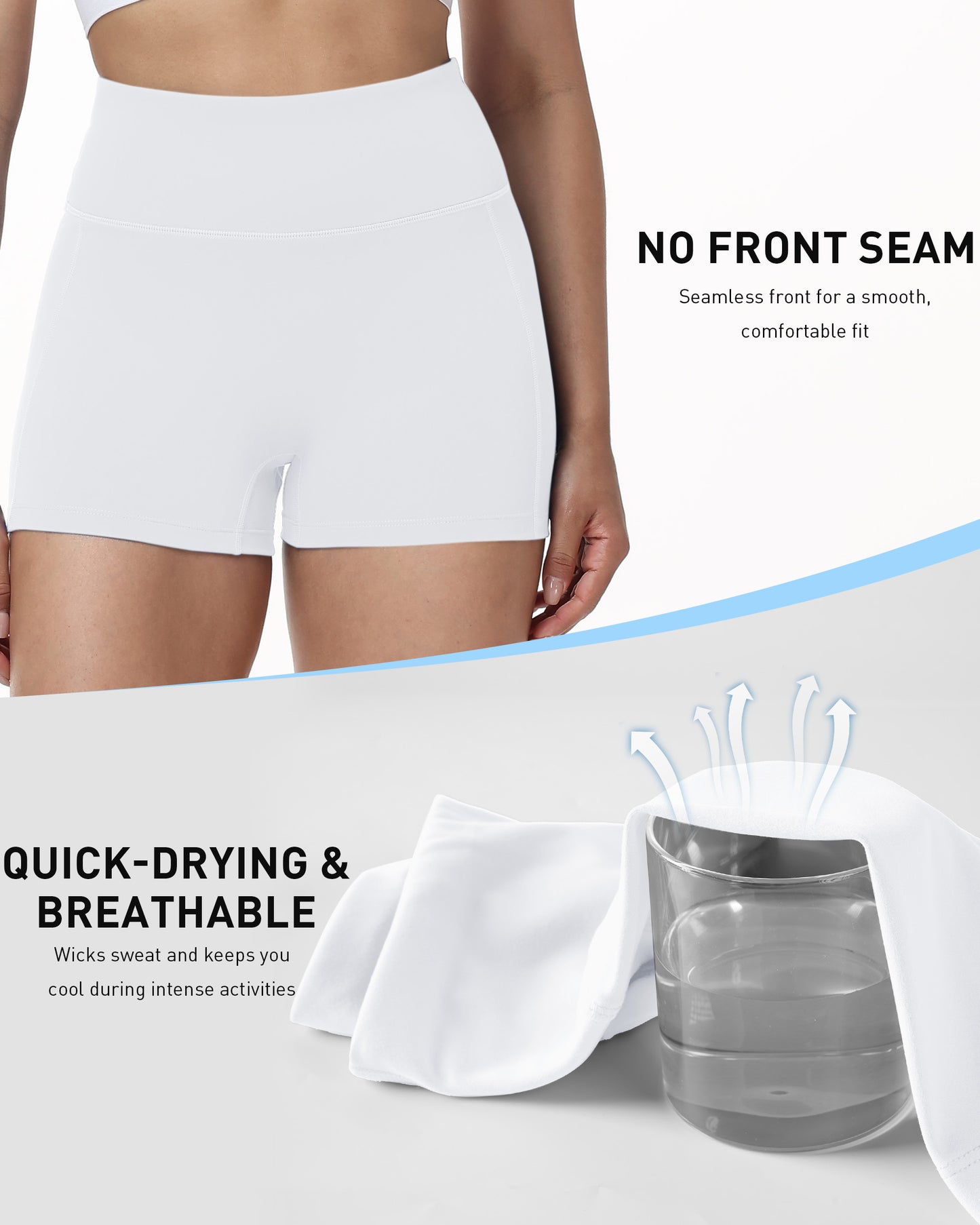 Roadbox Women's Biker Shorts No Front Seam, 3"/5"/8" High Waisted Tummy Control Volleyball Yoga Workout Gym Spandex Shorts
