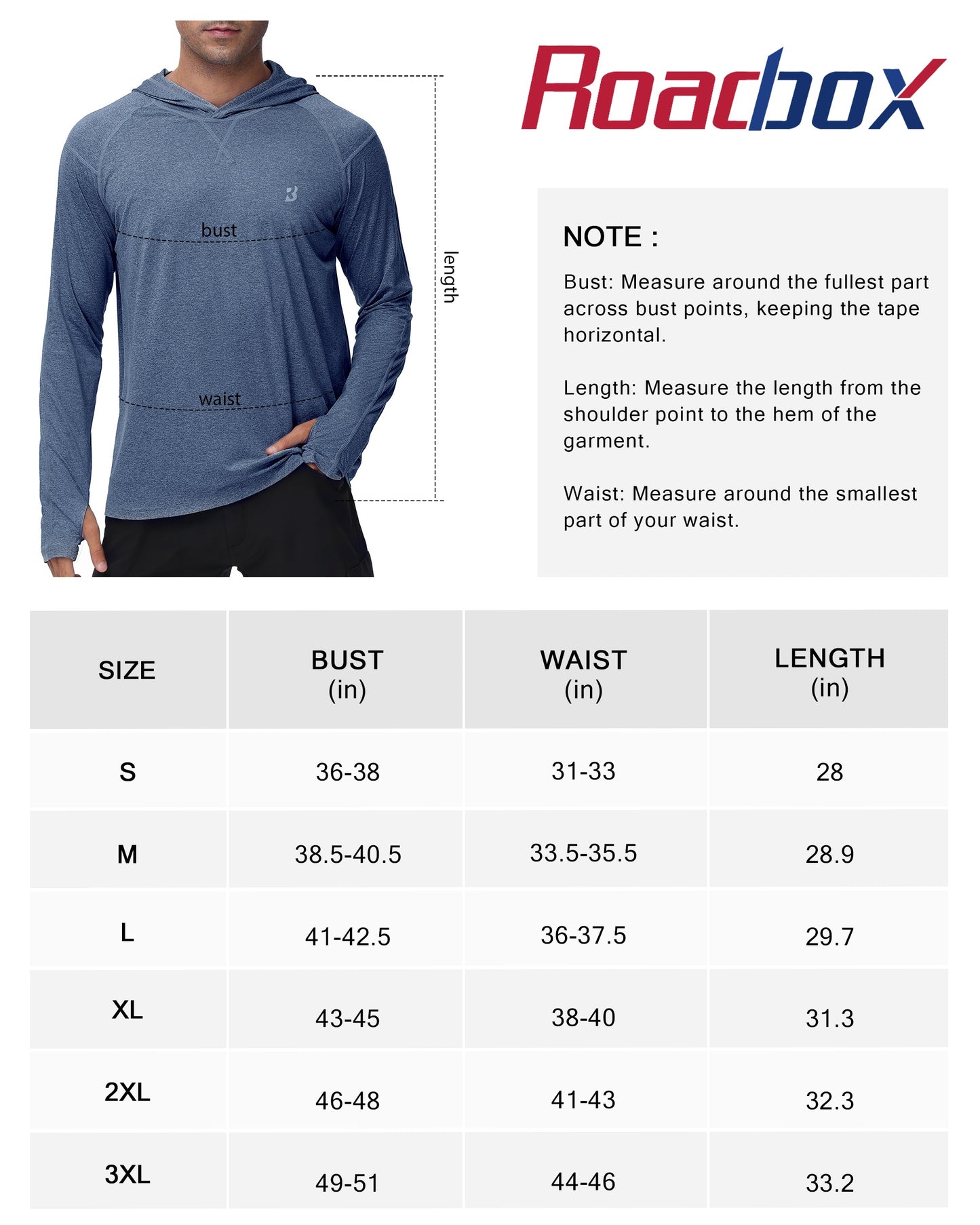 Roadbox Mens Long Sleeve Sun Shirts, 2 Pack UPF 50+ UV Protection Hoodie Shirt for Fishing Hiking Running Workout Swim