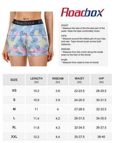 Roadbox Spandex Volleyball Shorts for Women - 4 inch Compression Shorts Summer Outdoor Shorts Cool Dry for Running Workout Yoga
