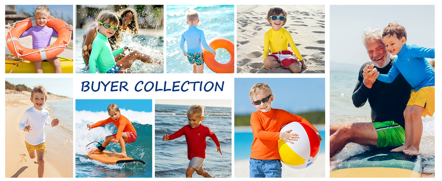 Roadbox Boys UPF 50+ Rash Guard, Swim Shirt Sun Protection Long Sleeve for Kids, Toddler Rashguard Athletic Surf Water Shirts