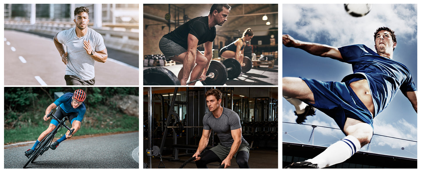 Roadbox Mens Compression Shirt Short Sleeve, V-Neck Gym Running Sports T-Shirt, Cool Dry Athletic Base Layer Undershirts