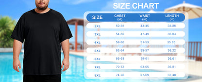 Men's Big and Tall Swim Shirts, UPF 50+ Sun Protection Short Sleeve Rash Guard, Quick Dry T-Shirt for Beach and Surfing
