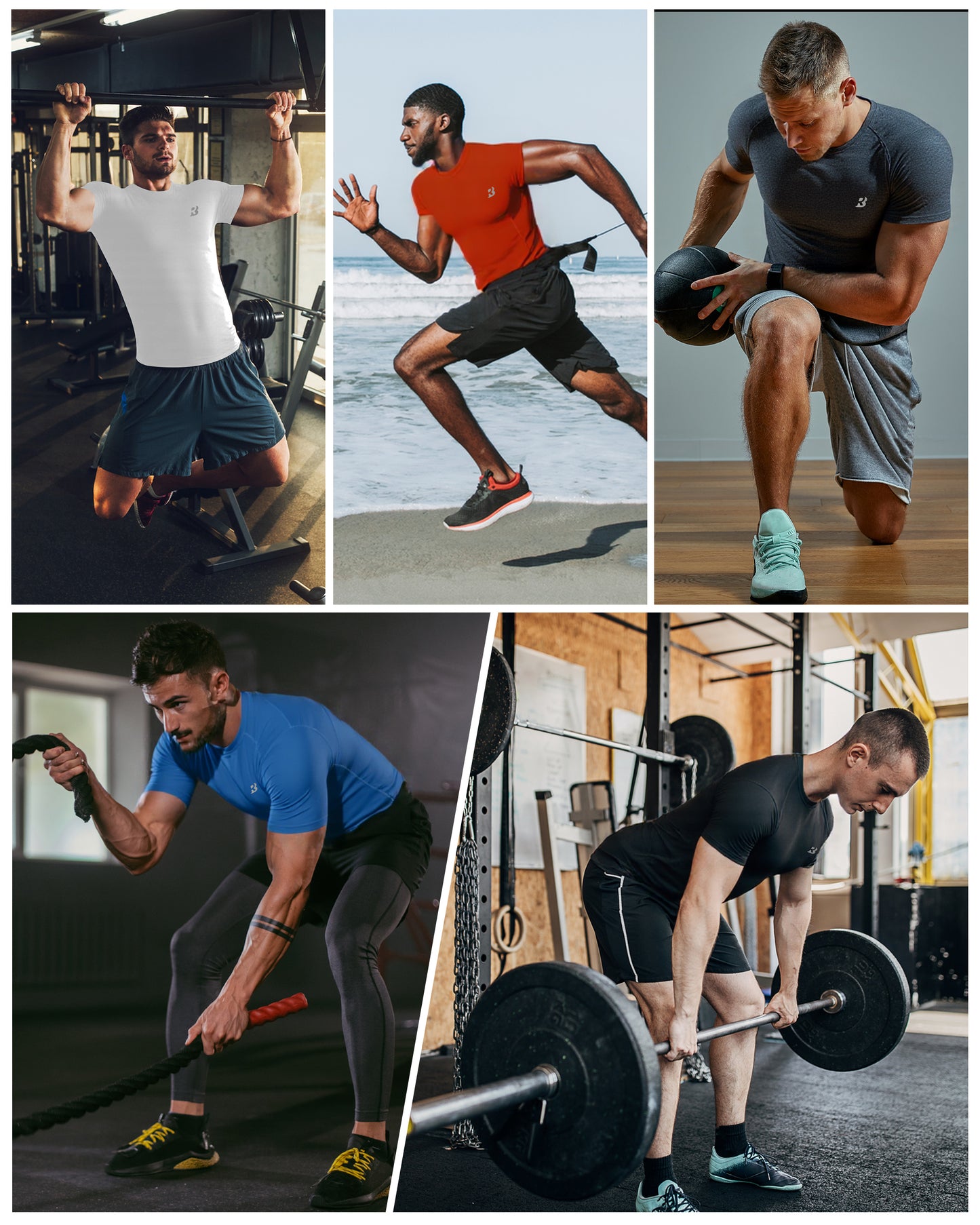Roadbox Compression Shirt Men Short Sleeve, Cool Dry Base Layer Athletic Undershirts, Workout T-Shirt for Sports Gym Running
