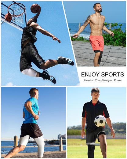Roadbox 2 Pack Men's 3/4 One Leg Compression Pants - Basketball Athletic Running Tights Leggings Spandex Base Layer Underwear