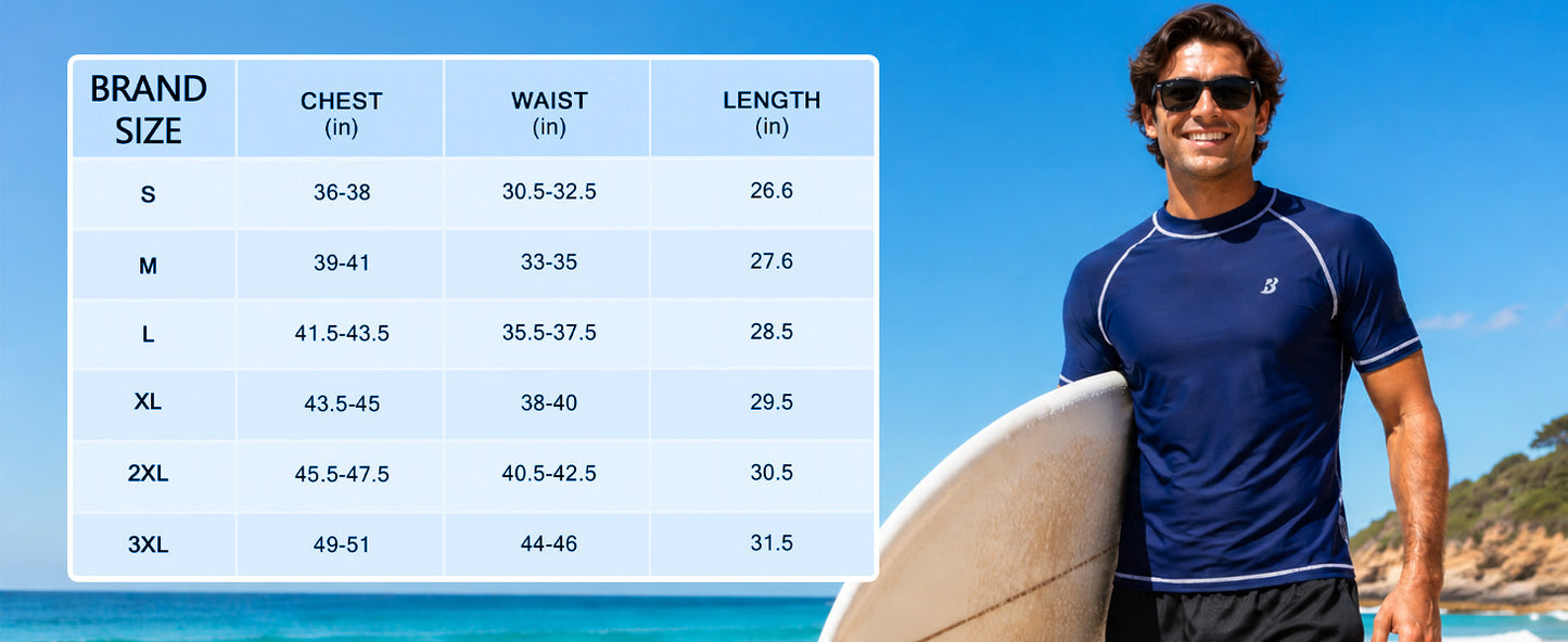 Roadbox Swim Shirts for Men, UPF 50+ Short Sleeve Rash Guard, UV Sun Protection Quick Dry Water T-Shirt for Surfing and Beach