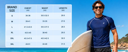 Roadbox Swim Shirts for Men, UPF 50+ Short Sleeve Rash Guard, UV Sun Protection Quick Dry Water T-Shirt for Surfing and Beach