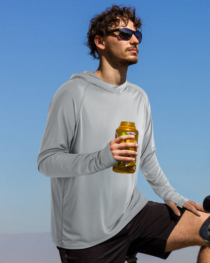 Roadbox Mens UPF 50+ Fishing Shirt, Long Sleeve UV Sun Protection Hoodies, Quick Dry Rash Guard for Hiking Outdoor Working