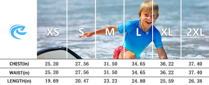 Roadbox Boys Rash Guard Short Sleeve, Swim Shirt UPF 50+ Sun Protection, Quick Dry Kids Rashguard Water Shirt for Surf Beach