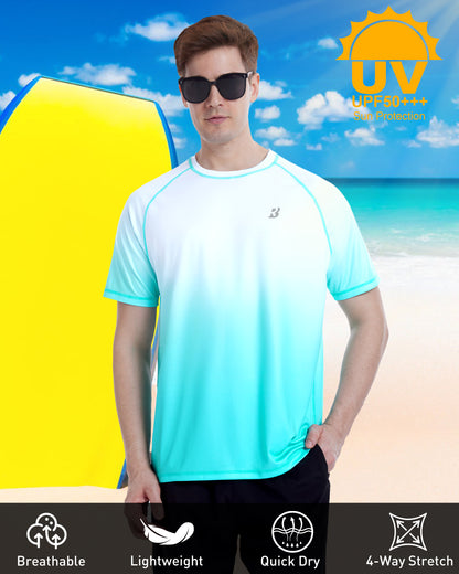 Roadbox Men's Swim Shirts Short Sleeve, UPF 50+ UV Sun Protection SPF Rash Guard, Quick Dry Surf Water Beach Fishing T Shirt