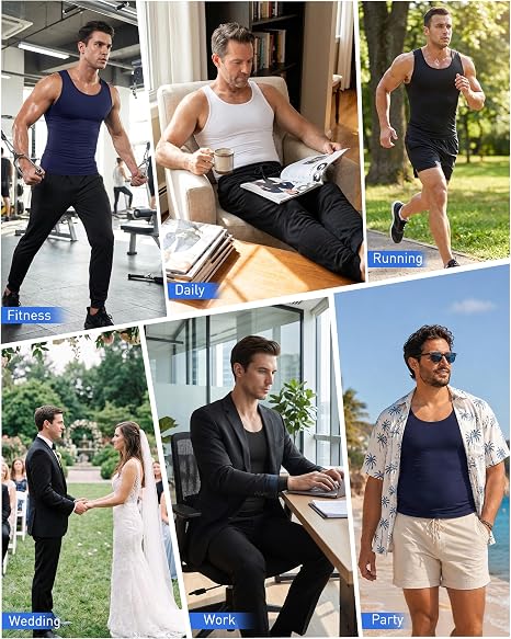 Roadbox Mens Shapewear Compression Tank Top, Slimming Body Shaper