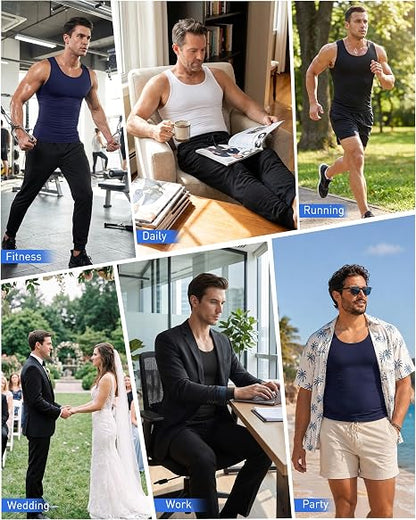Roadbox Mens Shapewear Compression Tank Top, Slimming Body Shaper