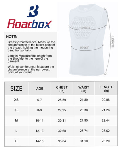 Roadbox Youth Baseball Chest Protector, Heart Guard Sternum Protection Padded Compression Shirt Softball Football Lacrosse