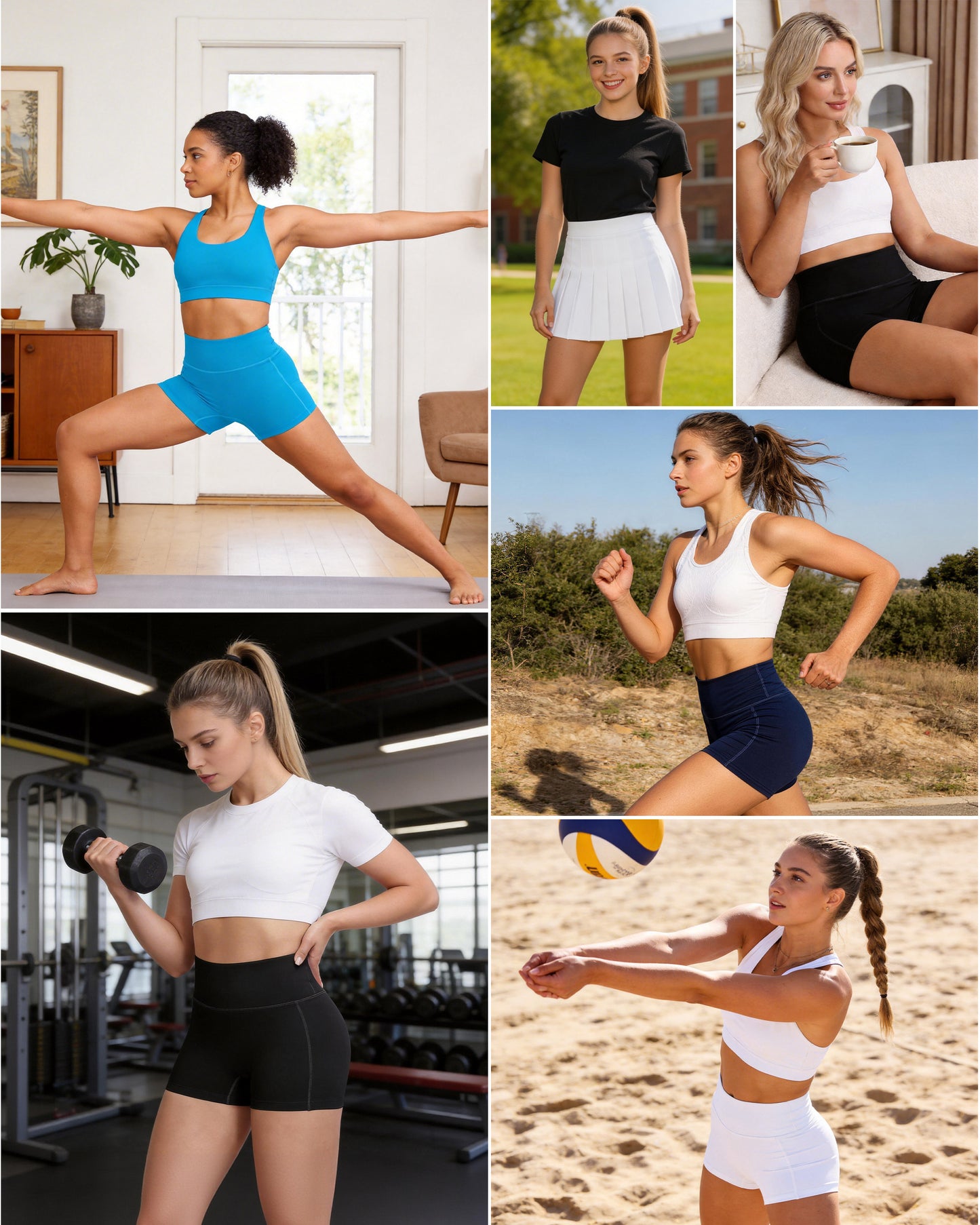 Roadbox Women's Biker Shorts No Front Seam, 3"/5"/8" High Waisted Tummy Control Volleyball Yoga Workout Gym Spandex Shorts
