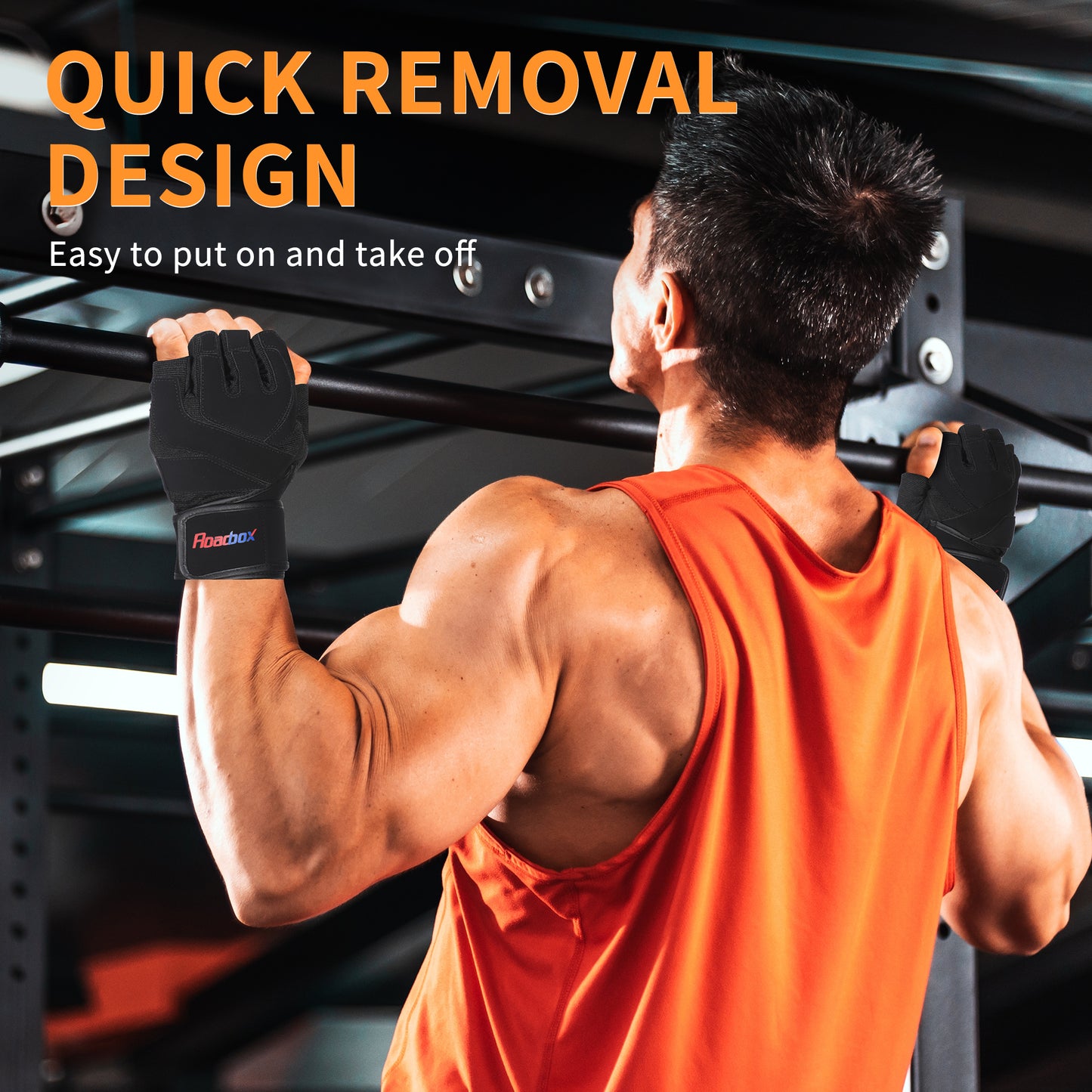 Roadbox Workout Gloves for Men Women - Weight Lifting Gym Execise Padded Anti-Slip Gloves with Extended Wrist Wrap Support