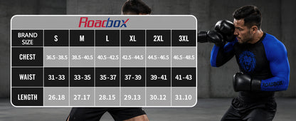 Roadbox Men's BJJ Rash Guard Long Sleeve, UPF 50+ Jiu Jitsu Compression Base Layer Shirts for MMA No Gi Surfing Swim