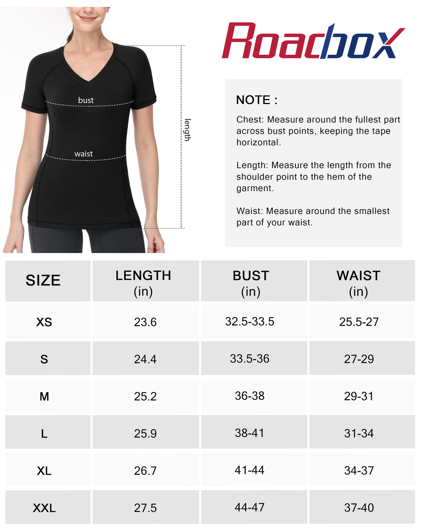 Roadbox Women's Compression Shirt Short Sleeve V Neck Workout Tops Quick Dry Athletic Gym Base Layer for Yoga Running Sports