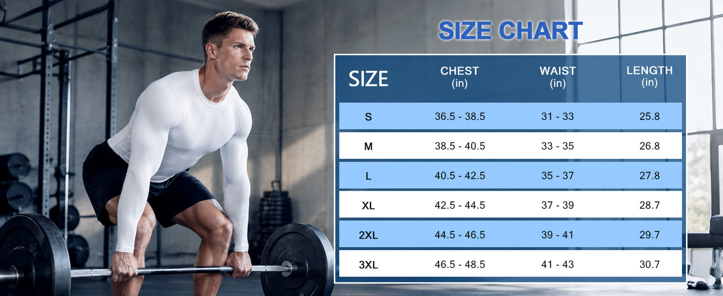 Roadbox Men's Compression Shirts Long Sleeve, UPF 50+ Base Layer Undershirts, Cool Dry Workout Gym Tops for Running Football