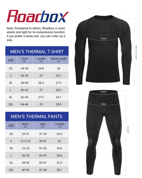 Roadbox Seamless Thermal Underwear for Men: Quick Dry Long Johns Base Layer Warm Tops and Bottoms Set for Skiing Cold Weather