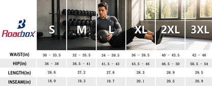 Roadbox Men's 3/4 Compression Pants, Running Workout Tights Leggings