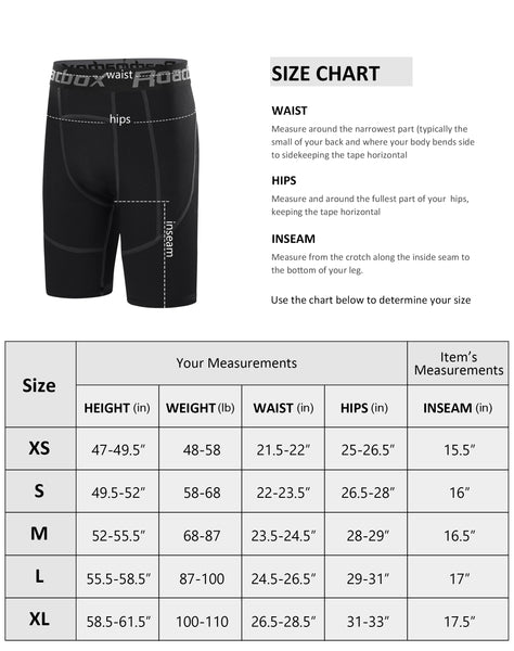 Roadbox Youth Boys Compression Shorts - Performance Athletic Base Layers Workout Running Shorts for Boys, Kids Compression Underwear with Side Pockets