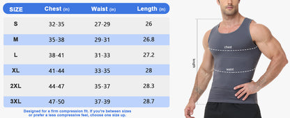 Roadbox Mens Shapewear Compression Tank Top, Slimming Body Shaper