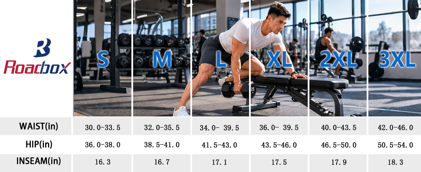 Roadbox Men's Compression Shorts, Performance Running Spandex Shorts, Workout Athletic Underwear Base Layer for Sports Gym