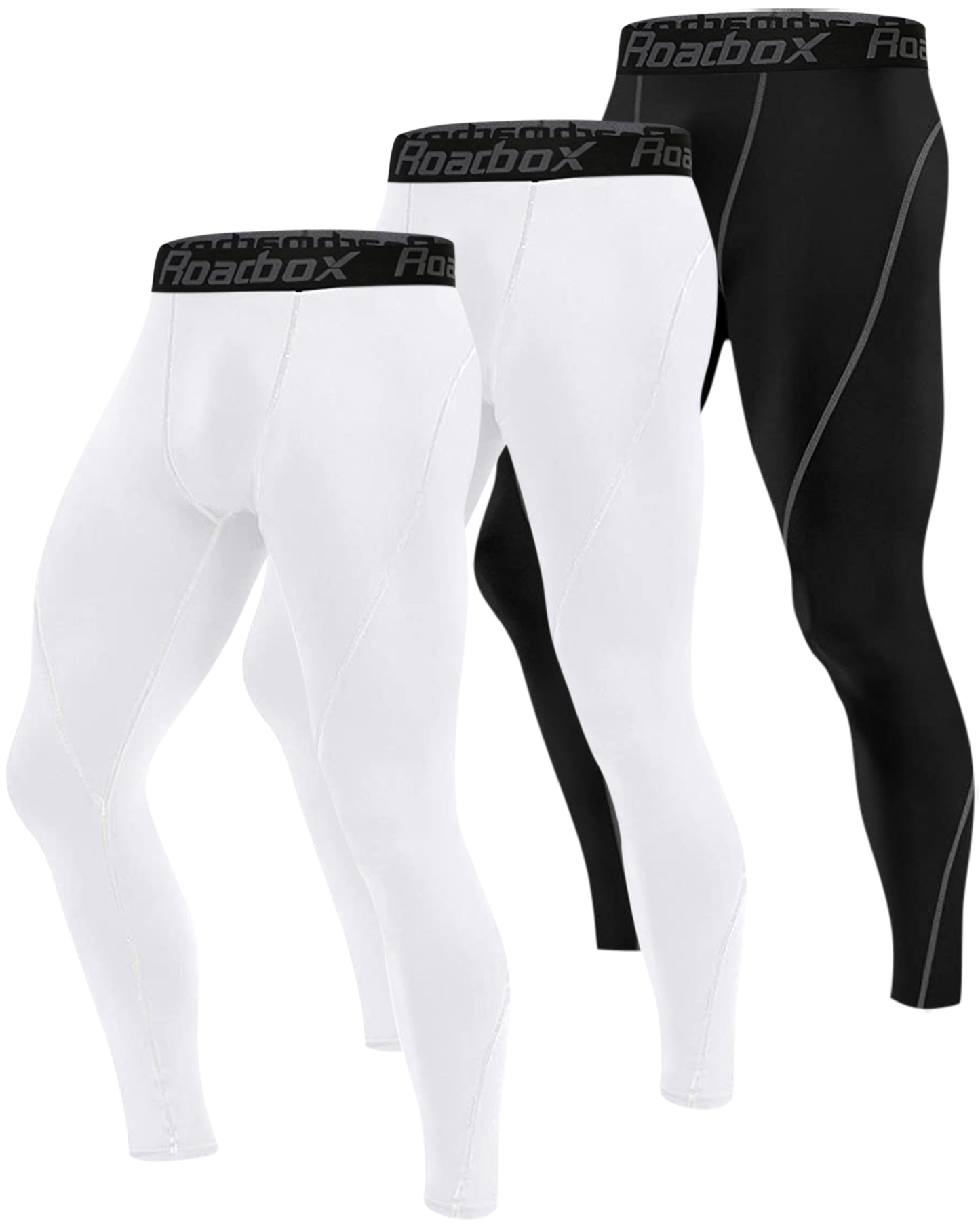 Roadbox 3 Pack Men's Compression Pants Base Layer Tights Leggings