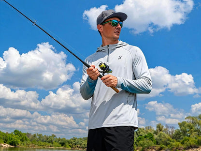 Roadbox UPF 50+ Sun Hoodie for Men, 1/4 Zip Fishing Shirt with Long Sleeve UV Protection for Outdoor Hiking