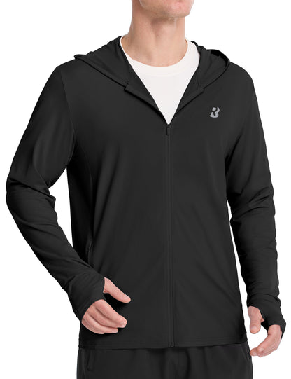 Roadbox Men's UPF 50+ Sun Hoodie Jacket, Full Zip UV Protection Long Sleeve Shirt, Lightweight Breathable for Fishing Hiking