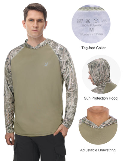 Roadbox UPF 50+ Fishing Shirts for Men Long Sleeve UV Sun Protection Hoodie Outdoor Hiking Shirts