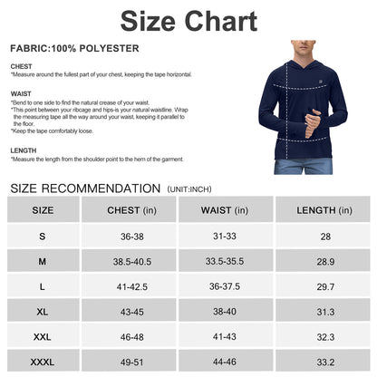 Roadbox Mens UPF 50+ Sun Protection Shirts, Outdoor UV Long Sleeve Fishing Hoodie Shirt for Hiking Running Workout Swimming